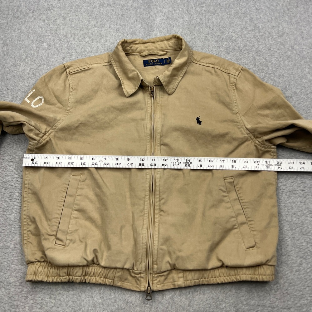 Polo Ralph Lauren Harrington Jacket Womens Large Beige Twill Zip Up Boxy Bomber - Picture 6 of 15